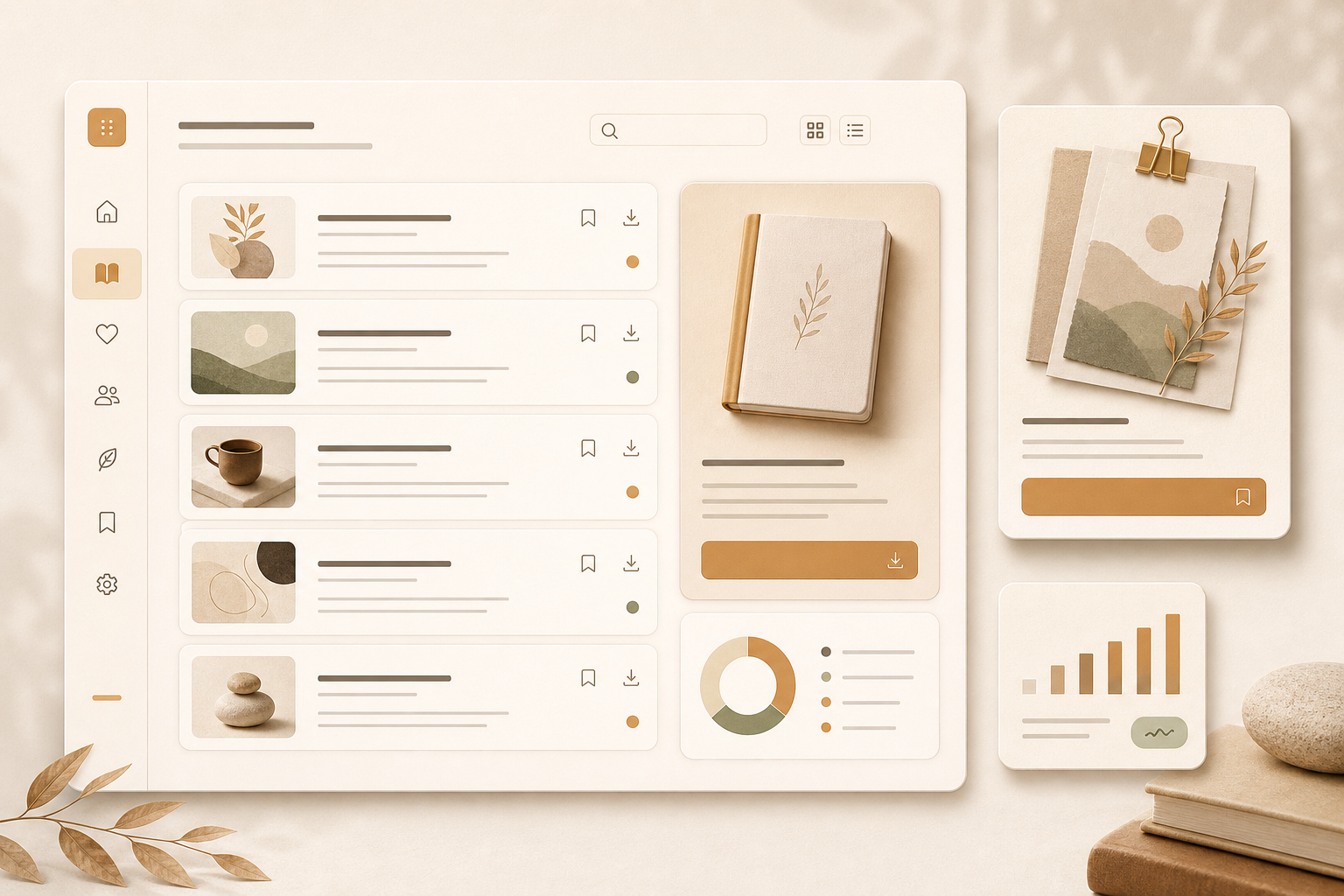 Mockup biblioteki zasobów z kartami workbooków